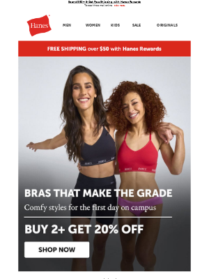 Hanes - A Class Act: Bras Buy 2+ Get 20% Off