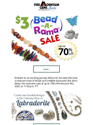 Fire Mountain Gems and Beads - Super Discounts at the $3 Bead-A-Rama SALE!