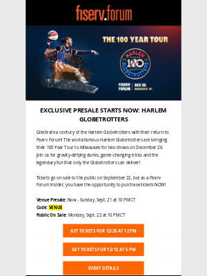 Milwaukee Bucks - Exclusive Presale Starts Now: Harlem Globetrotters