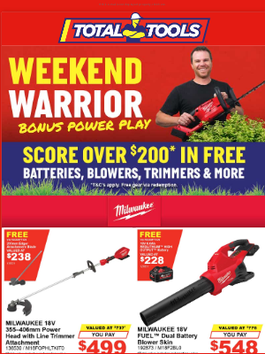 Total Tools (Australia) - Esther, Weekend Warrior Outdoor Power Play is on this weekend at Total Tools!