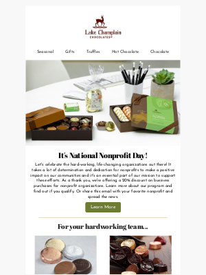 Lake Champlain Chocolates - Happy National Nonprofit Day!