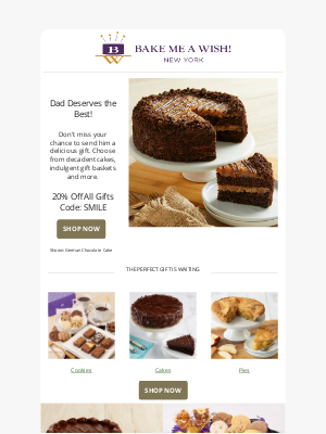 Bake Me A Wish! - Make His Day - 20% Off Father’s Day Favorites