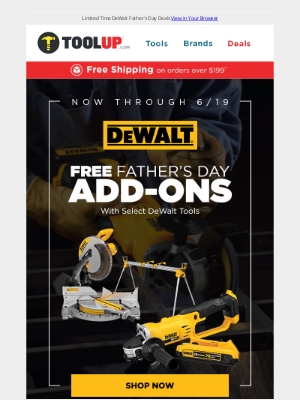 Toolup - NEW DeWalt Father's Day Blowouts - 5 Days Only