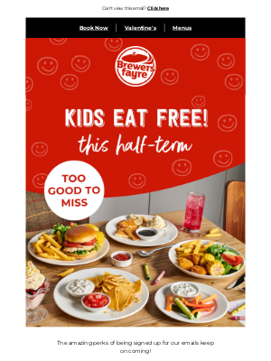 Brewers Fayre (United Kingdom) - Kids eat FREE this half-term!