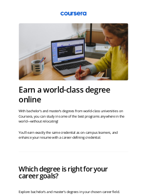 Coursera - Earn your degree online from leading universities