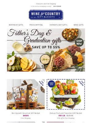 WineCountryGiftBaskets - Save on graduation & Father's Day gifts