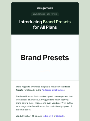 Designmodo - Introducing Brand Presets for Email Templates – Available on All Plans