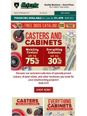 Grizzly Industrial Inc. - 🔥 Epic savings on everything cabinets & casters