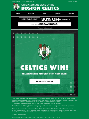 Boston Celtics Store - Celtics Win! Celebrate With Official Gear