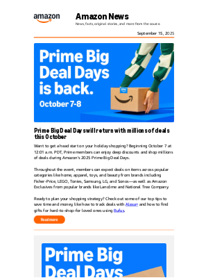 Amazon - Amazon’s 2025 Prime Big Deal Days is back October 7–8!