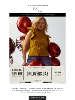 1822 Denim - Love Is in the Air: 30% Off Everything!