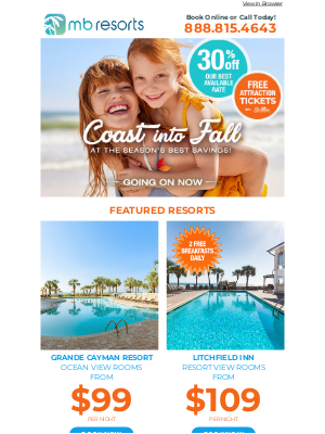 Brittain Resorts & Hotels - 😎 Experience Fall Beach Bliss: Ocean View Rooms from $99 Per Night During Our Coast Into Fall Sale! 🍁