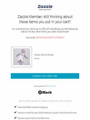 Zazzle - Still Deciding? Take Up To 20% Off What's in Your Cart!