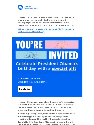 Obama Foundation - We have just a couple days to pull this together