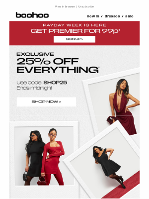 boohoo (United Kingdom) - EXCLUSIVE: 25% off + 99p Premier 📣