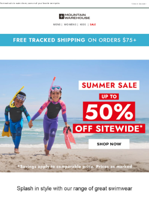Mountain Warehouse - Up To 50% Off Everything | Save On Swimwear!