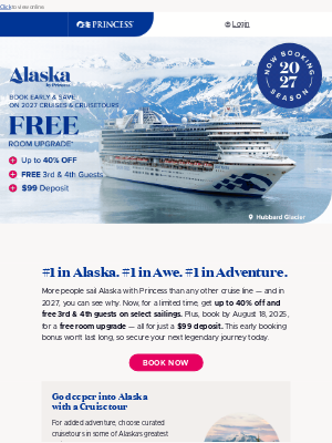 Princess Cruises - Open for sale: Save on 2027 Alaska cruises