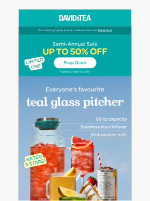 DAVIDsTEA - Let us PITCH you 50% OFF 🍋