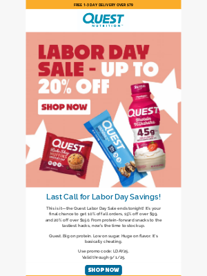 Quest Nutrition - Ends at Midnight! Last Chance for Up to 20% Off Quest