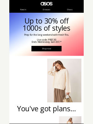 ASOS  - Up to 30% off 1000s of styles