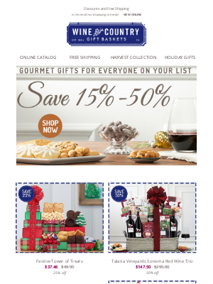 WineCountryGiftBaskets - Save 15% - 50%!