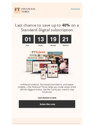 Financial Times - Offer ends in less than 2 days