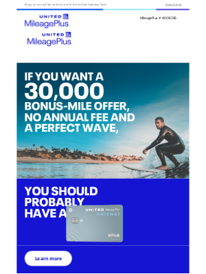 United Airlines - Sandra, earn 30,000 bonus miles toward the time of your life
