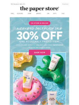 The Paper Store - 30% off one item ends tonight!