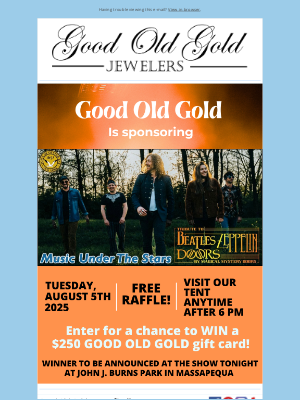 Good Old Gold - Join Us TONIGHT: Music, Raffle & Fun at John Burns Park!