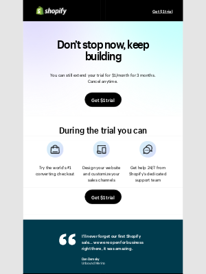 Shopify - Extend your trial for $1