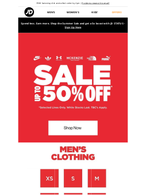 JD Sports (United Kingdom) - Find your size in the Summer Sale