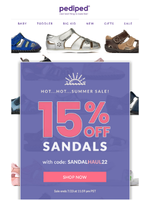 Pediped - Sandal Sale | 15% off Coupon Code