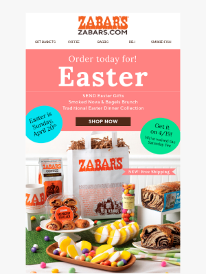 Zabar's - Last Chance to send Easter Gifts & Brunch! Order today!