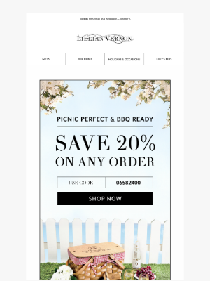 Lillian Vernon - Picnic perfect & BBQ ready! 20% off!