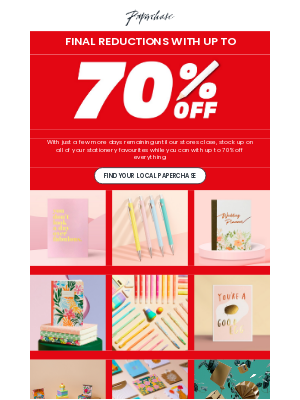 Paperchase - Last few days until we close our stores...