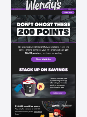Wendy's - Don’t let these 200 bonus points vanish