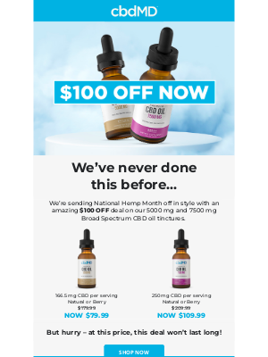 cbdMD - Want $100 OFF? Shop Now!