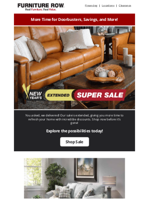 Furniture Row - Start 2025 in style: Extended furniture savings ✨