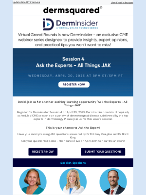Fall Clinical - 🌟 Join Us for DermInsider (VGR) Session 4: Ask the Experts - All Things JAK