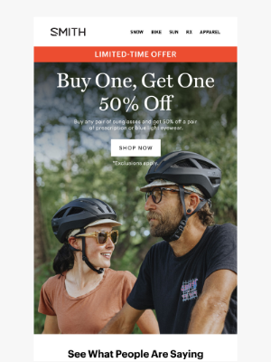 SMITH OPTICS - Limited Time: 50% Off Your Prescription