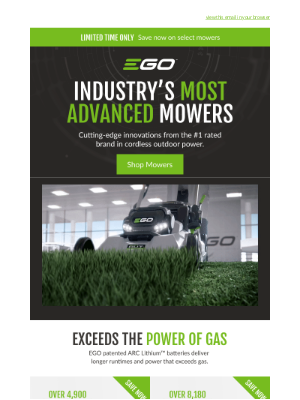 EGO - Save now on the latest mower innovations from EGO