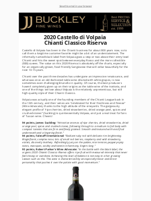 JJ Buckley Fine Wines - “Attractive” Chianti Classico Riserva - “Refreshingly juicy”