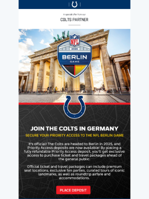 Indianapolis Colts - The Colts are Headed to Berlin and You Can Join Them!