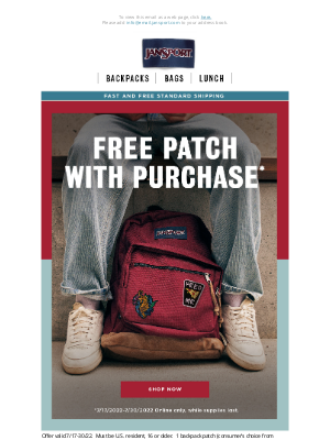 JanSport - Free patch with purchase?