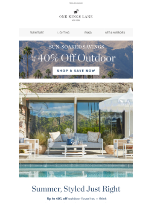 One Kings Lane - Up to 40% Off Outdoor, Rugs & More — On Sale Now