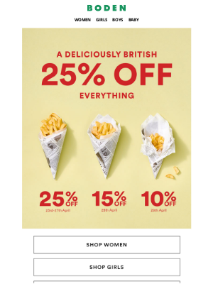 Boden USA - Serving up 25% OFF EVERYTHING 🍟