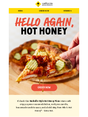 California Pizza Kitchen - Sweet meets heat: Nashville-Style Hot Honey Pizza 🔥🍯
