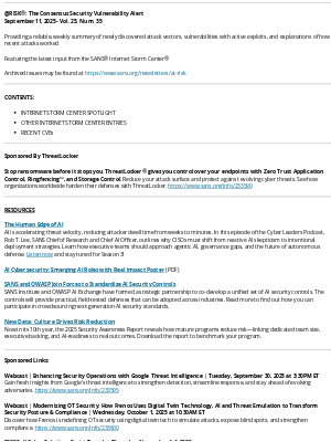 SANS Institute - @RISK®: The Consensus Security Vulnerability Alert: Vol. 25, Num. 35
