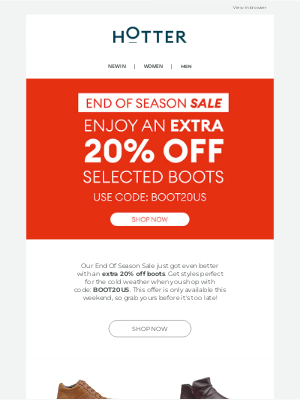 Hotter Shoes - Price Drop Alert: Extra 20% off Boots!