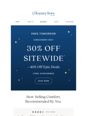The Company Store - 30% Off Ends TOMORROW